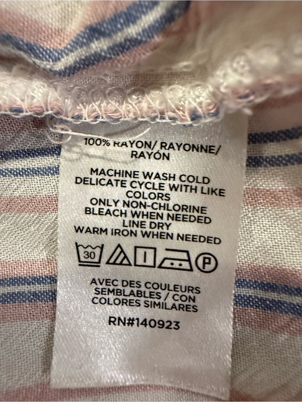 LOFT Striped Button Front Cap Sleeve Collared Rayon Blouse Pink Blue S - Picture 10 of 10